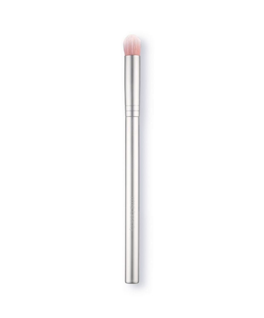 Skin2Skin Everything Eye Polish Brush with soft, rounded bristles and sleek silver handle, designed for precise and gentle application of eye makeup.