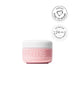 Kakadu Luxe Cream jar in soft pink with white lid, featuring hydration benefits and certified kind to biome badges for clean beauty skincare.