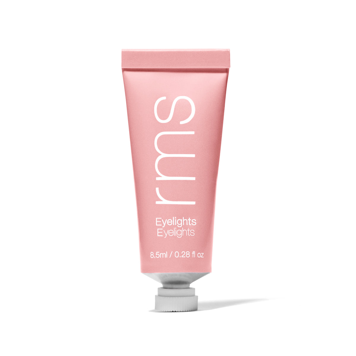 Tube of RMS Beauty Eyelights Cream Eyeshadow in soft pink packaging, featuring clean beauty and natural ingredients for a luminous, skincare-infused makeup look.
