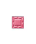 Square pink makeup compact with a geometric faceted design and the letters rms embossed in the center on a white background