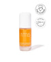 Bottle of SuperSerum Hydrating Mist by RMS Beauty in orange liquid with white cap, featuring certifications for biome kindness and 24-hour hydration benefits.