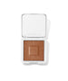 Open compact of ReDimension Hydra Bronzer with a warm medium brown shade and embossed rms logo, showcasing clean beauty makeup in sleek white recyclable packaging.