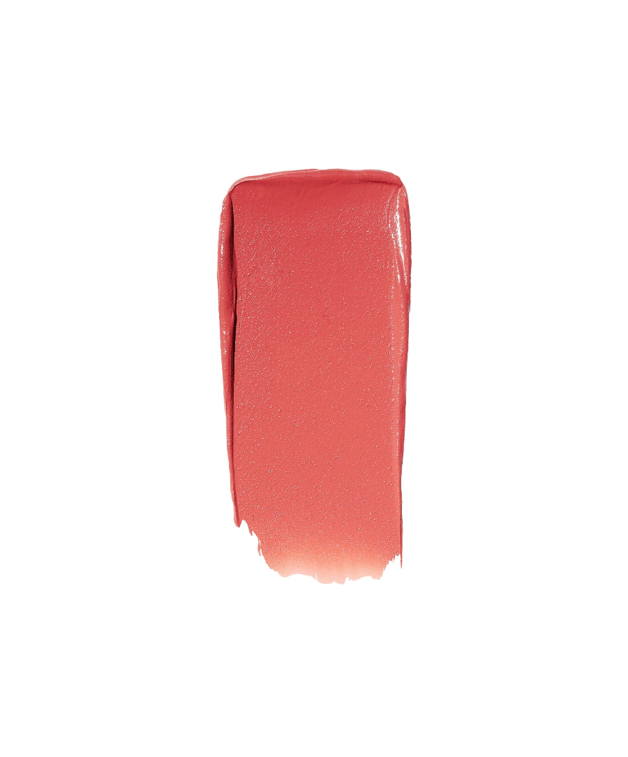 Smooth coral pink cream swatch of Lip2Cheek makeup showcasing its natural, clean beauty formula with skincare infused ingredients and cruelty free makeup benefits.