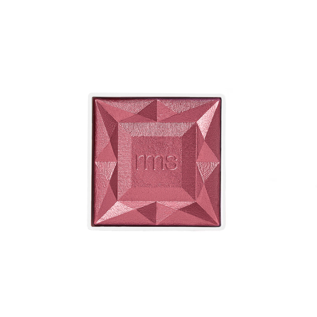 ReDimension Hydra Powder Blush in a geometric compact design, featuring a rich rose shade made with natural ingredients, clean beauty, and sustainable packaging.