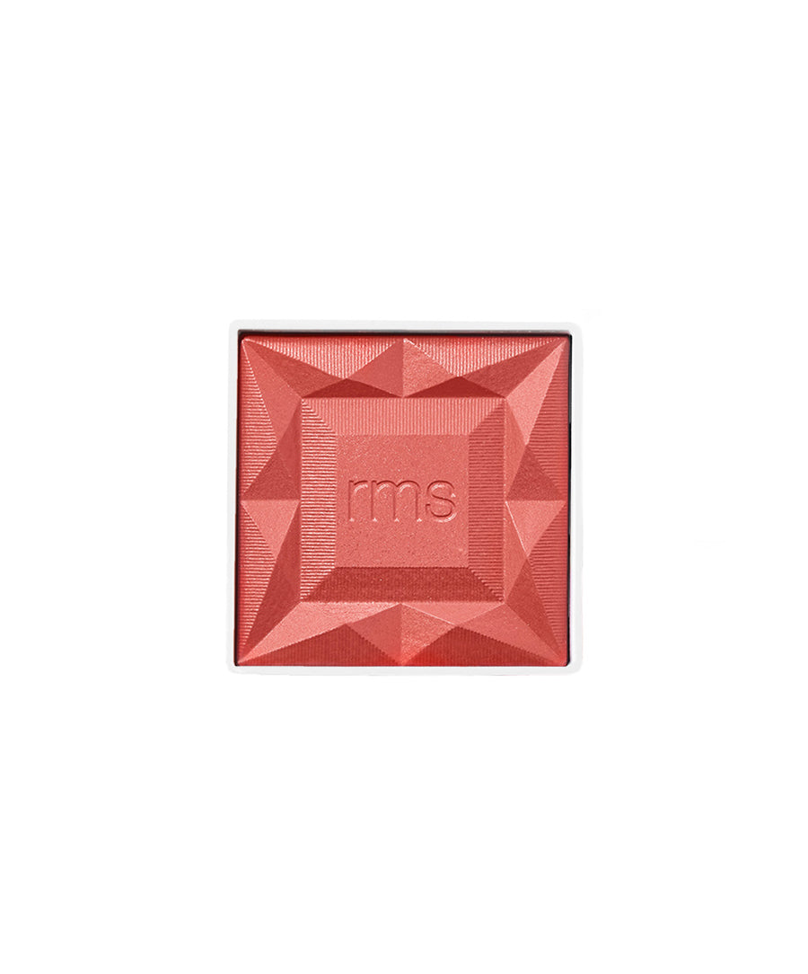 ReDimension Hydra Powder Blush in a vibrant sangria shade with a geometric embossed design, cruelty-free makeup featuring clean, natural ingredients and sustainable packaging.